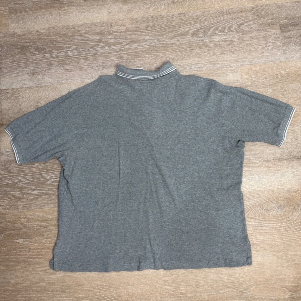 Polo Ralph Lauren Mens XL Gray Waffle Knit Tipped Polo Shirt Cotton Short Sleeve